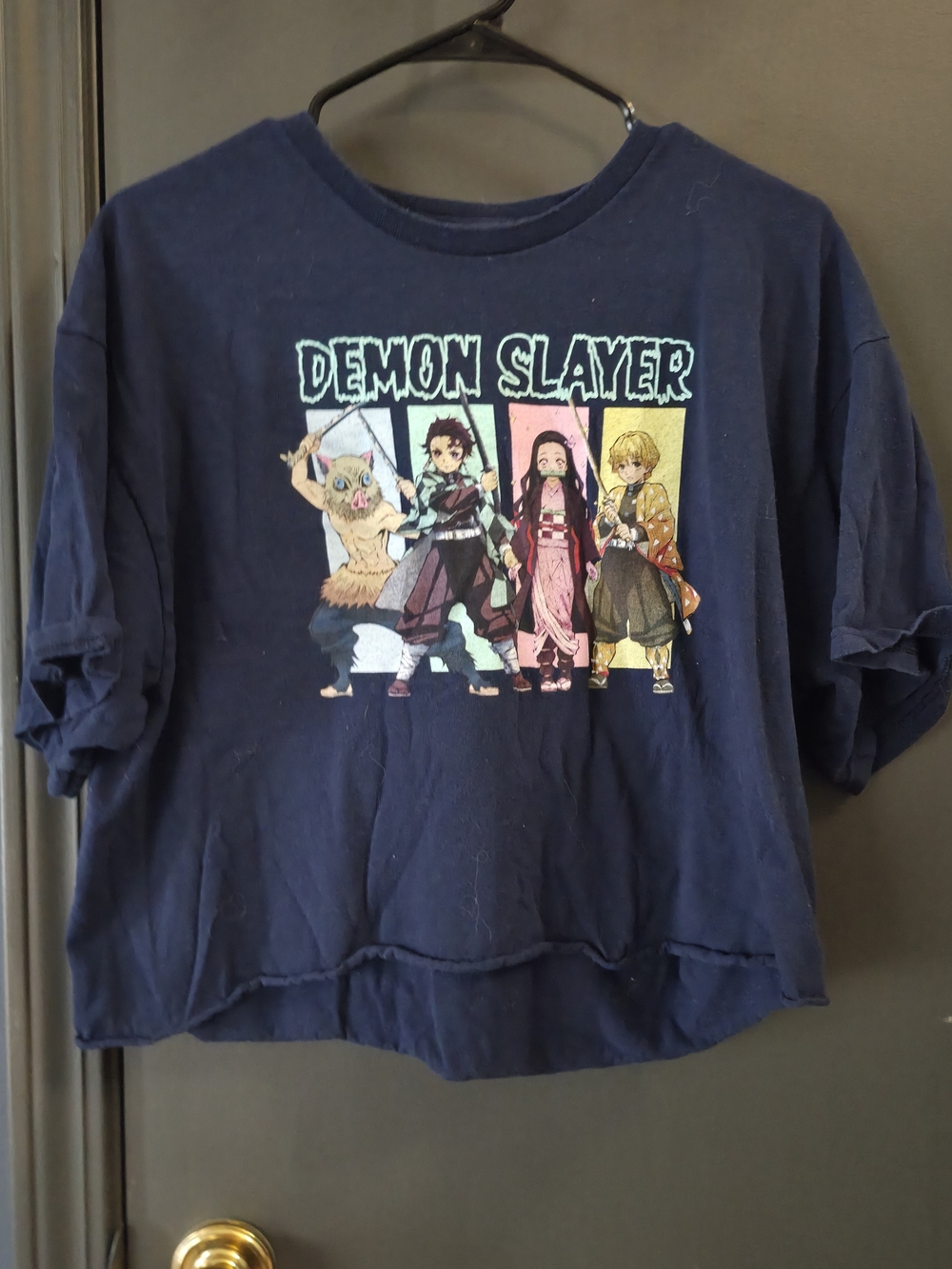 Demon Slayer Graphic Crop Tee - Navy